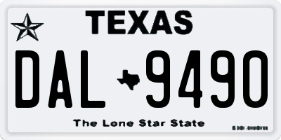 TX license plate DAL9490