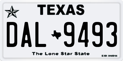 TX license plate DAL9493