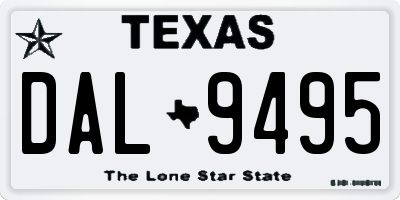 TX license plate DAL9495