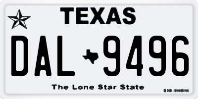 TX license plate DAL9496