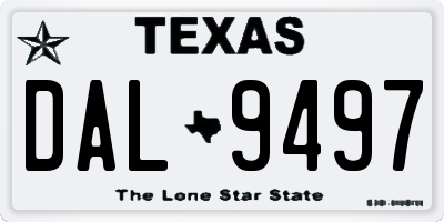 TX license plate DAL9497