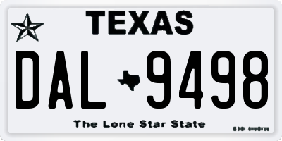 TX license plate DAL9498