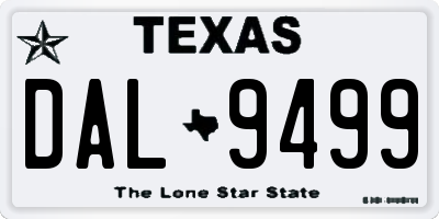 TX license plate DAL9499