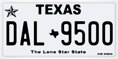 TX license plate DAL9500
