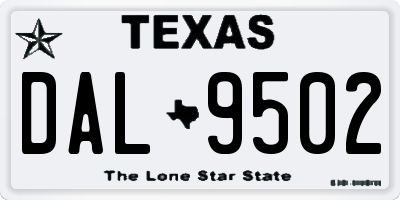 TX license plate DAL9502