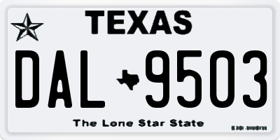 TX license plate DAL9503