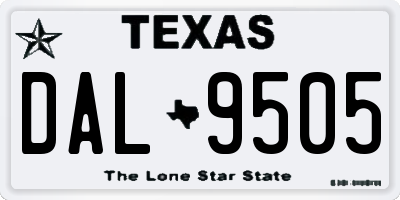 TX license plate DAL9505