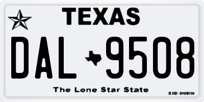 TX license plate DAL9508