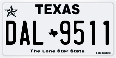 TX license plate DAL9511
