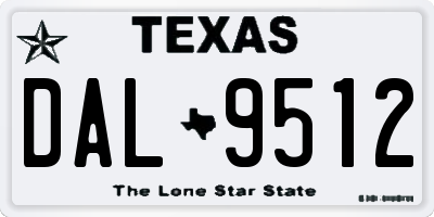 TX license plate DAL9512