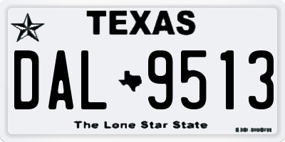 TX license plate DAL9513