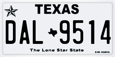 TX license plate DAL9514