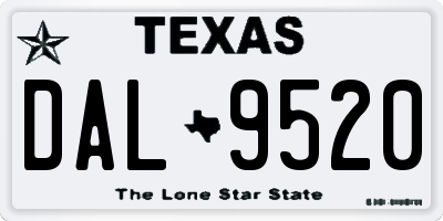 TX license plate DAL9520
