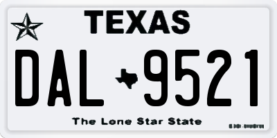 TX license plate DAL9521
