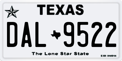 TX license plate DAL9522