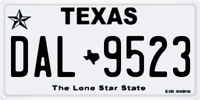 TX license plate DAL9523