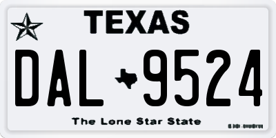 TX license plate DAL9524