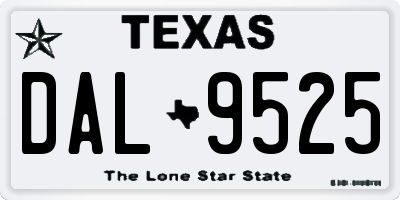 TX license plate DAL9525