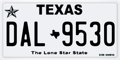 TX license plate DAL9530