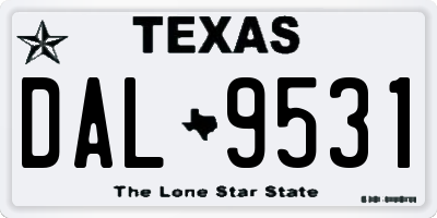 TX license plate DAL9531