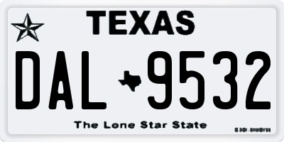 TX license plate DAL9532