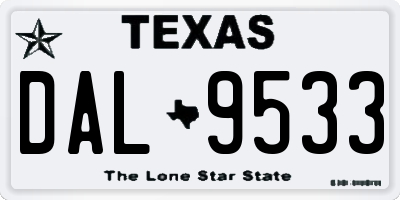 TX license plate DAL9533