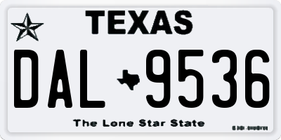 TX license plate DAL9536