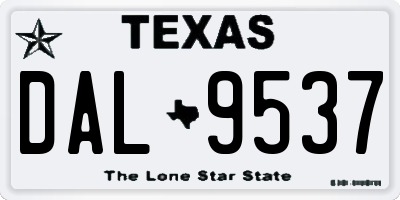TX license plate DAL9537