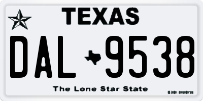 TX license plate DAL9538