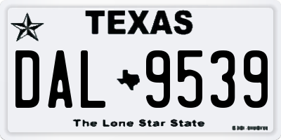 TX license plate DAL9539
