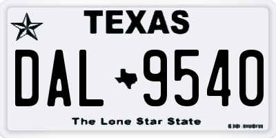 TX license plate DAL9540