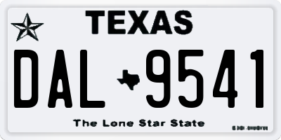 TX license plate DAL9541