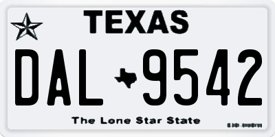 TX license plate DAL9542