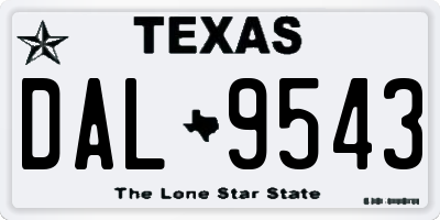 TX license plate DAL9543