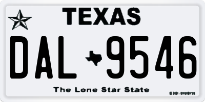 TX license plate DAL9546