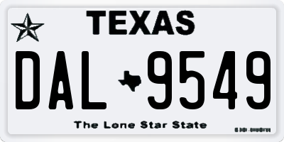 TX license plate DAL9549