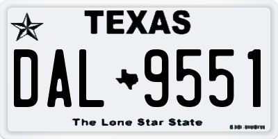 TX license plate DAL9551