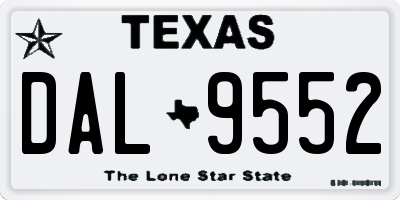 TX license plate DAL9552