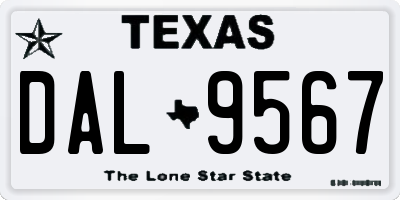 TX license plate DAL9567