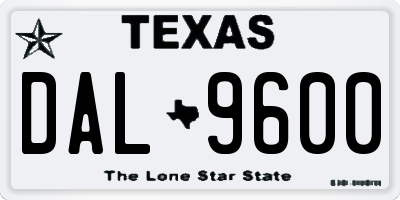 TX license plate DAL9600