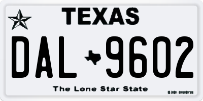 TX license plate DAL9602