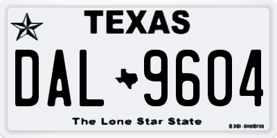 TX license plate DAL9604