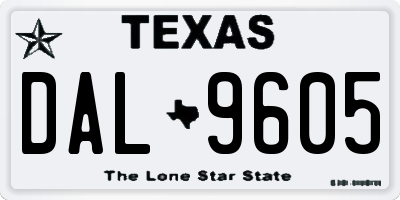 TX license plate DAL9605