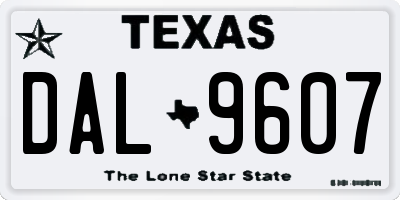 TX license plate DAL9607