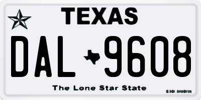 TX license plate DAL9608