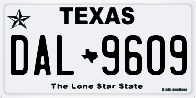 TX license plate DAL9609