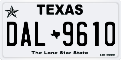 TX license plate DAL9610