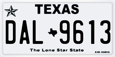 TX license plate DAL9613