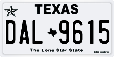TX license plate DAL9615