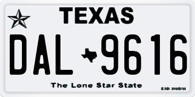 TX license plate DAL9616